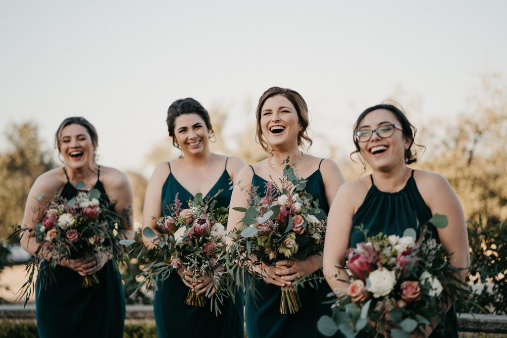 Margan Winery wedding bridesmaids laughing out loud