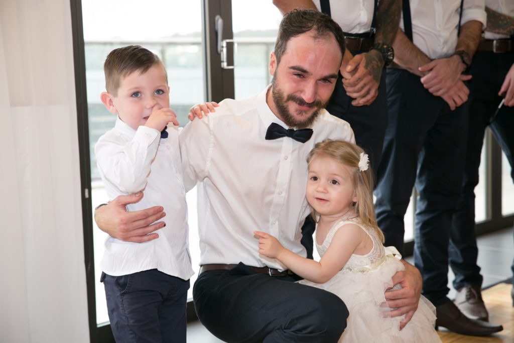 Groom with children at Valentine Bowling Club