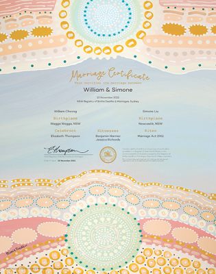 Baaliya - Be Married, NSW Commerative Marriage Certificate