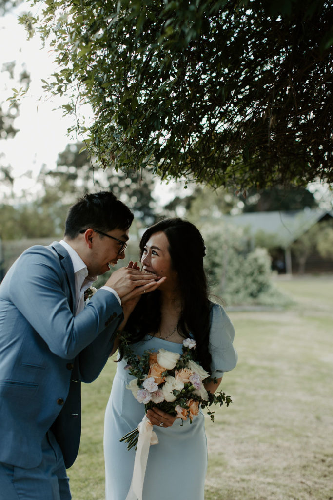 Vinden Wines bride and groom laughing together