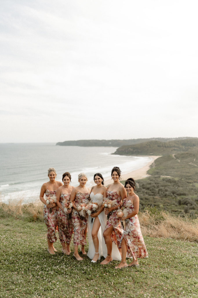 Bride with bridesmaids at Hickson St Lookout 