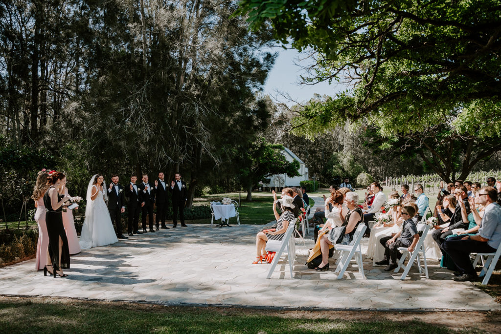 Circa 1876 wedding venue with guests sitting