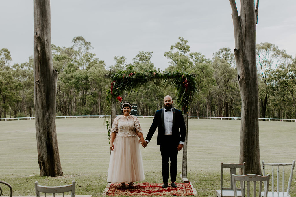 Wandin Valley wedding couple standing side by side and holding hands