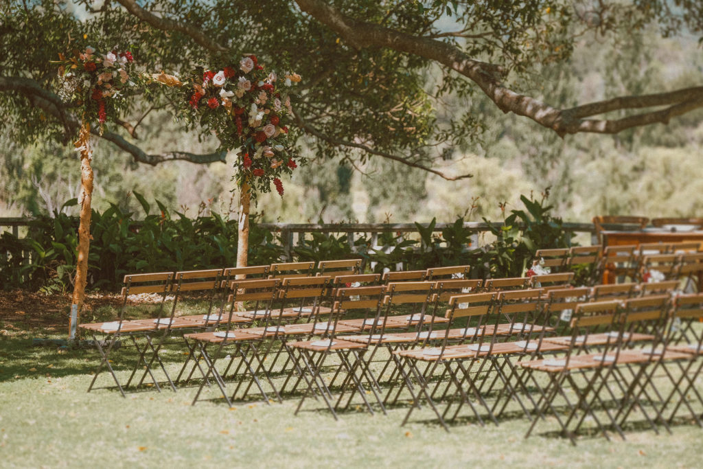 Hunter Valley Wedding Venue Tocal Homestead seats for wedding guests in a lawn