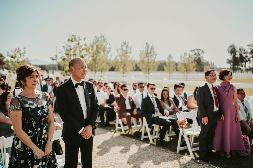 Wedding guests at a wedding at Dark Horse Vineyard