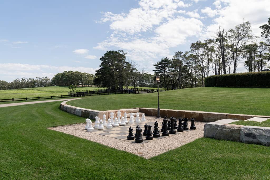 Large lawn chess pieces at Chapel Ridge