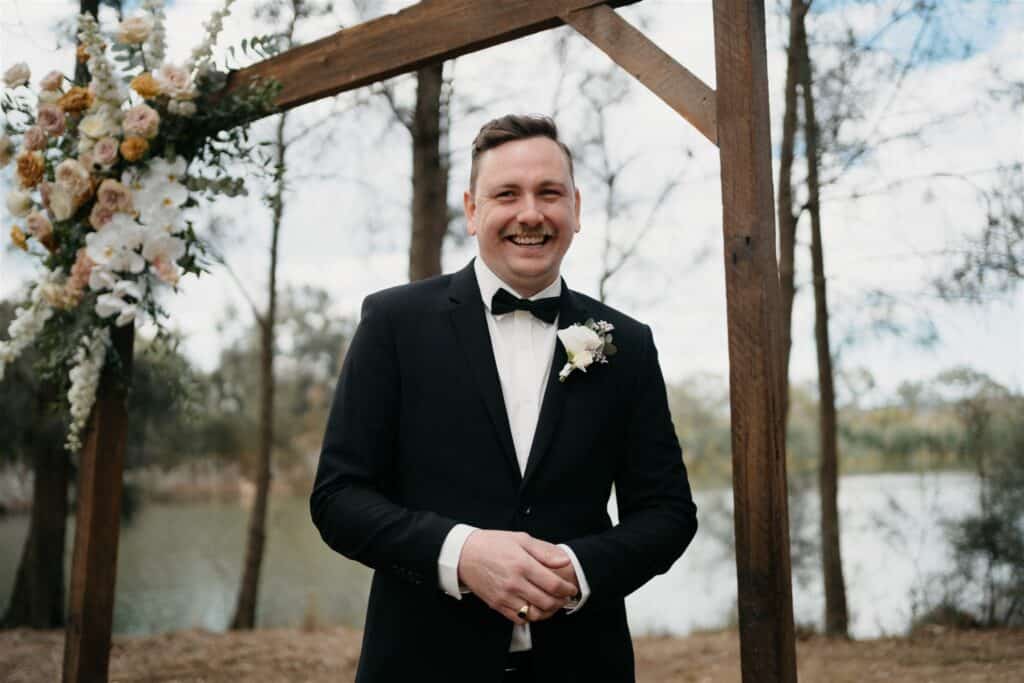 Happy smiling groom at The Wine House