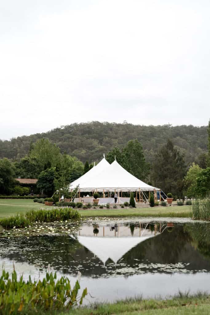 Lake and marquee at Redleaf Wollombi