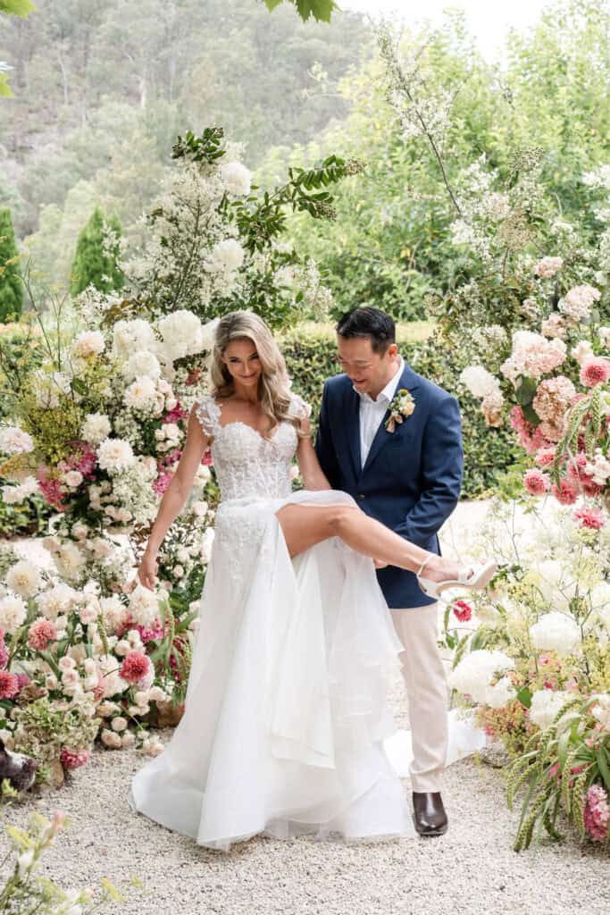 Show stopping dress slit at Redleaf Wollombi